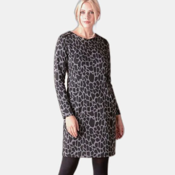 BANANA REPUBLIC Leopard Print Sweater Dress S 6 Stretch Knit Long Sleeve Office - Picture 1 of 9